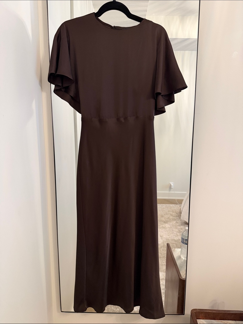 Express Brown Flutter Sleeve Maxi Dress